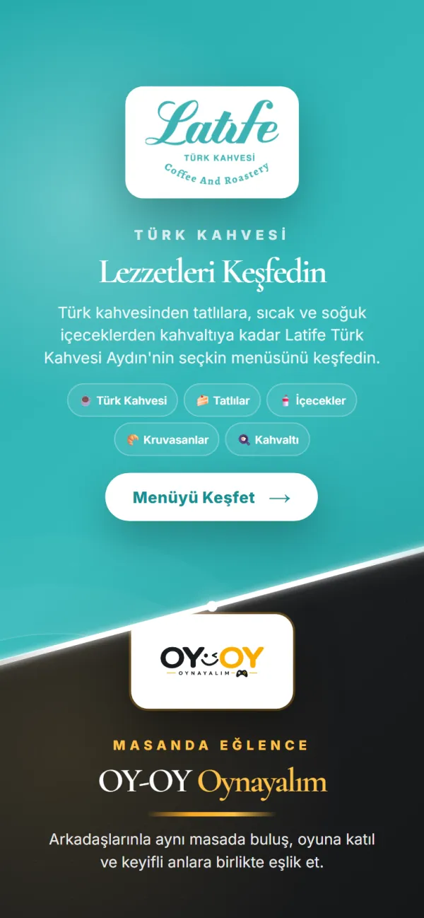Latife Türk Kahvesi giriş sayfası (telefon)